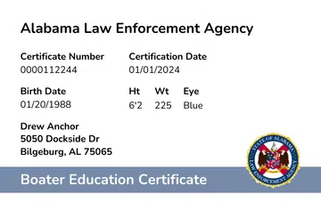 Alabama Boater Safety Card