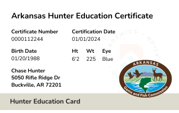 Arkansas Hunter Education Card