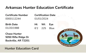 Arkansas Hunter Education Card