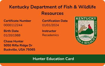 Kentucky Hunter Education Orange Card