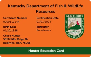Kentucky Hunter Education Orange Card