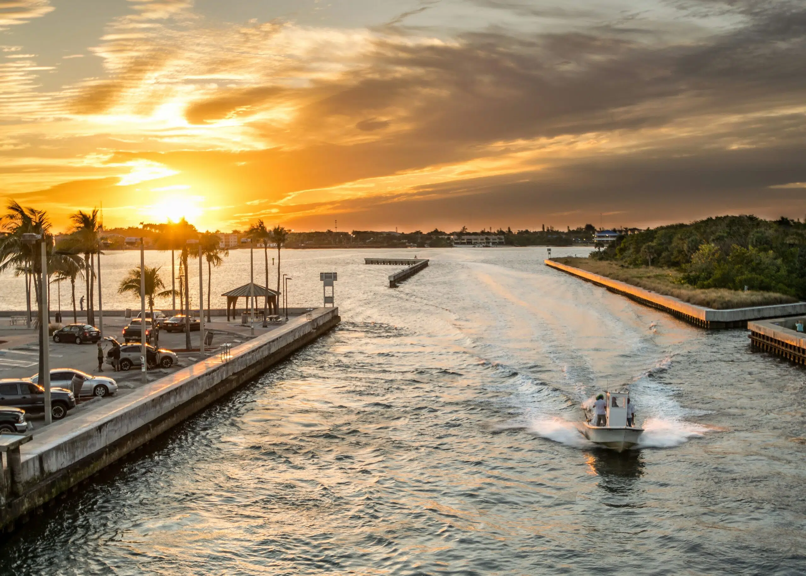 Boating in Florida at Dusk
