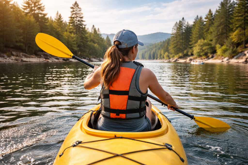 Kayaking on river