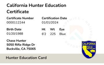 California Hunter Education Card