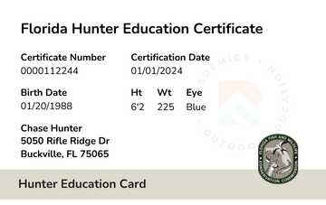 Florida Hunter Education Card