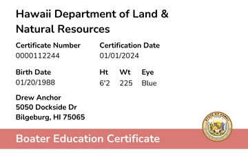 Hawaii Boater Safety Card