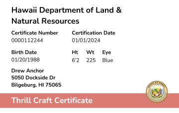 Hawaii Thrill Craft Certificate