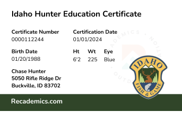 Idaho Hunter Education Certificate
