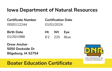 Iowa Boater Safety Card