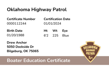 Oklahoma Boater Safety Card