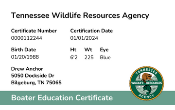 Tennessee Boater Safety Card Tennessee Boater Safety Card