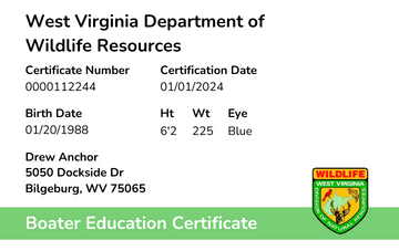 West Virginia Boater Safety Card