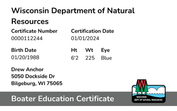 Wisconsin Boater Safety Card