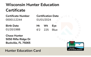 Wisconsin Hunter Education Card
