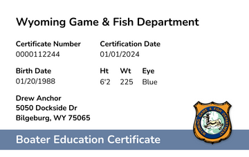 Wyoming Boater Safety Card